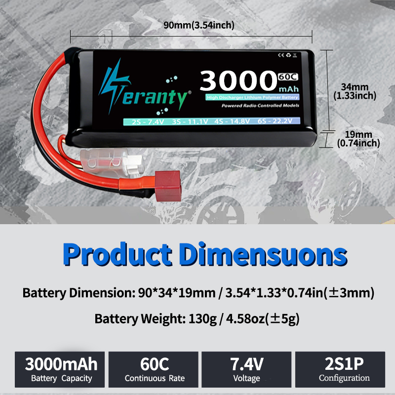 Batería Lipo TERANTY 2S 3000mA - Rc Hobby Grade reseña y precio